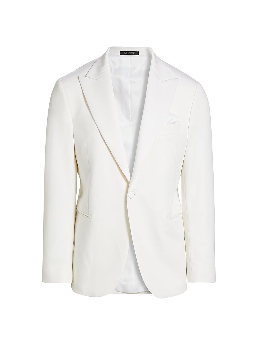 Men's COLLECTION Wool Single-Breasted Blazer - White - Size 50