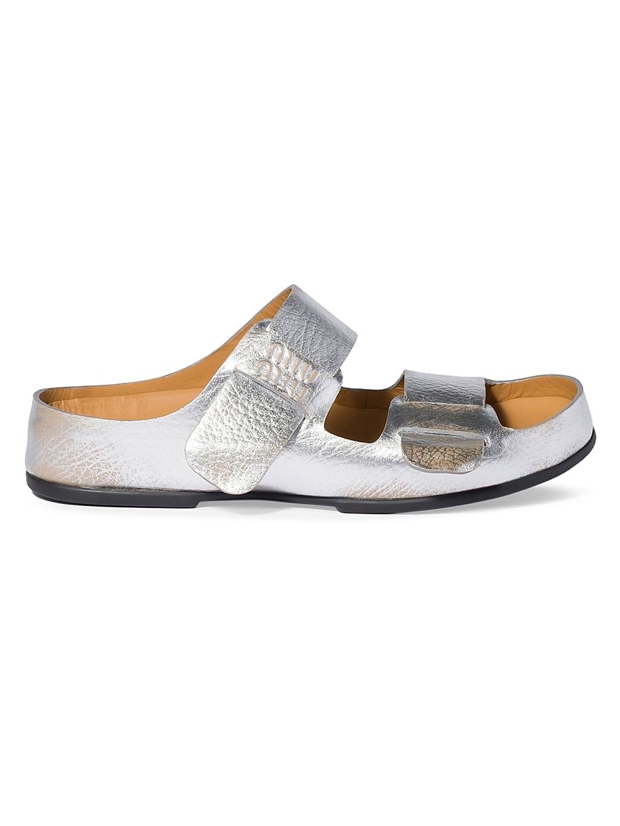 Women's Bleached Leather Sandals - Silver - Size 9