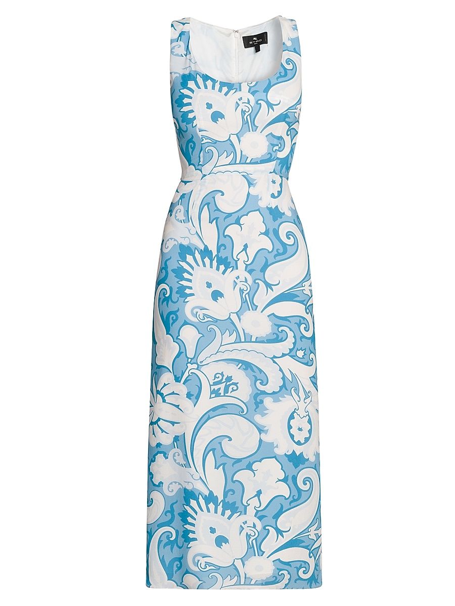 Women's Summer Macroflower Cady Sheath Dress - Stamp Afdo Bianco - Size 2
