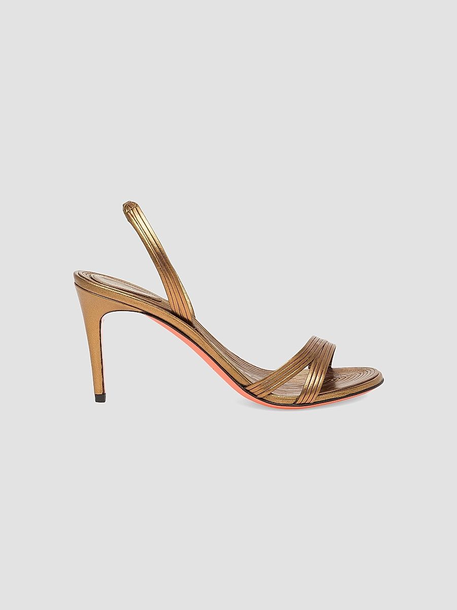 Women's Serpenti 85MM Metallic Leather Slingback Sandals - Bronze - Size 9.5
