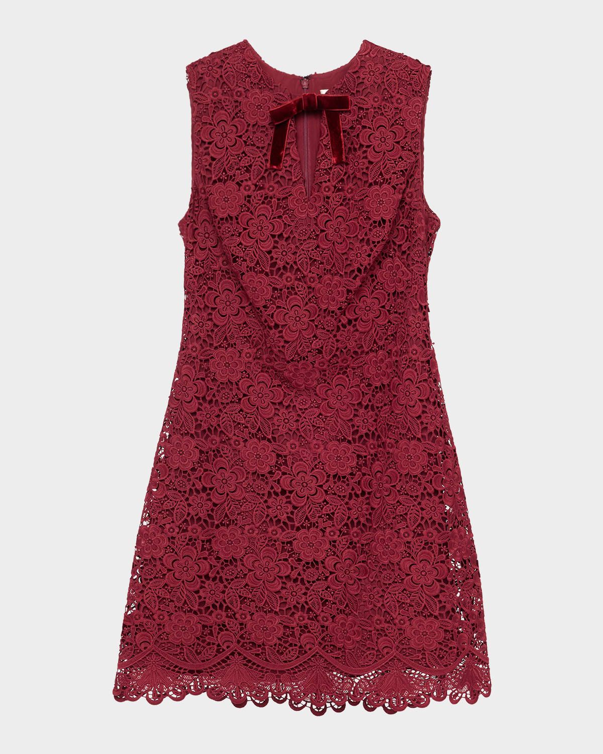 Mandi Cutout Bow-Front Floral Lace Mini Dress