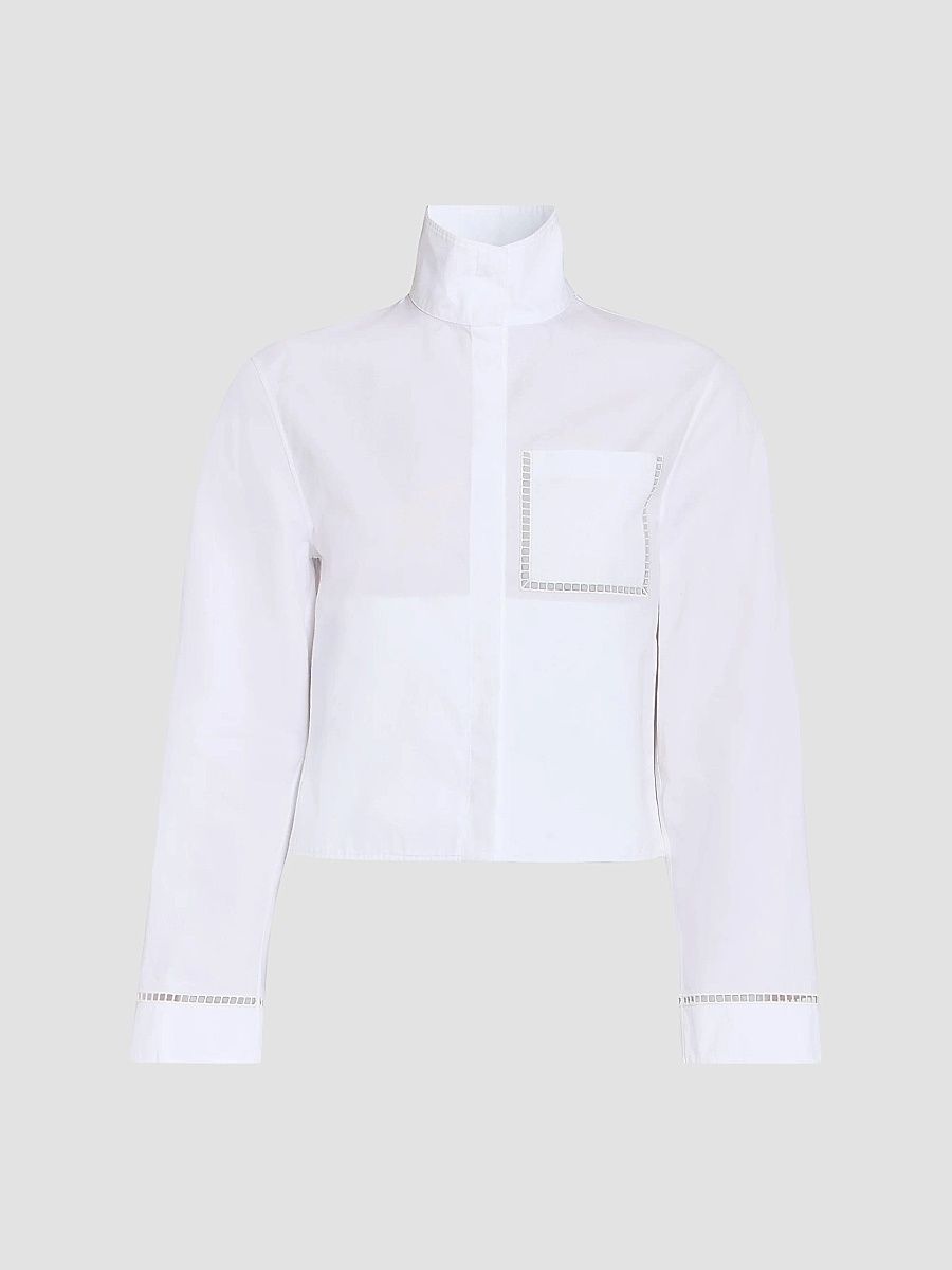 ALAÏA Women's Ladder Stitch Poplin Cotton Shirt - Blanc - Size 12