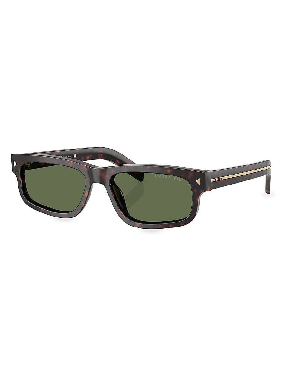 Men's 57MM Rectangular Sunglasses - Brown Tort