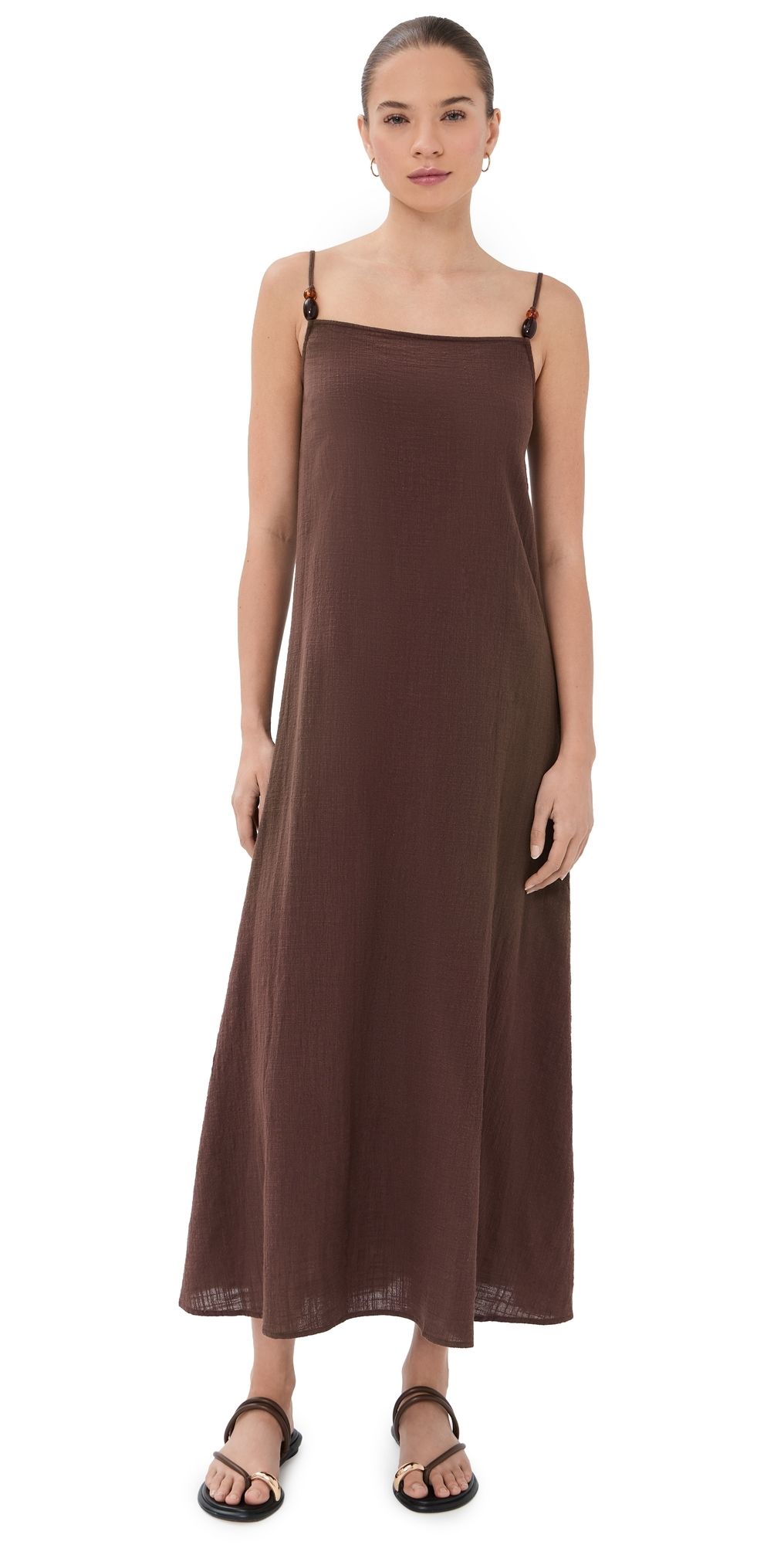 STAUD Laura Dress Dark Chocolate M