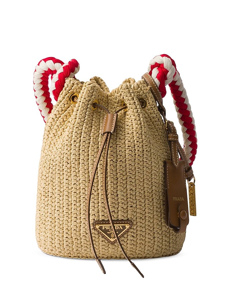 Women's Crochet Mini Bucket Bag - Beige Khaki
