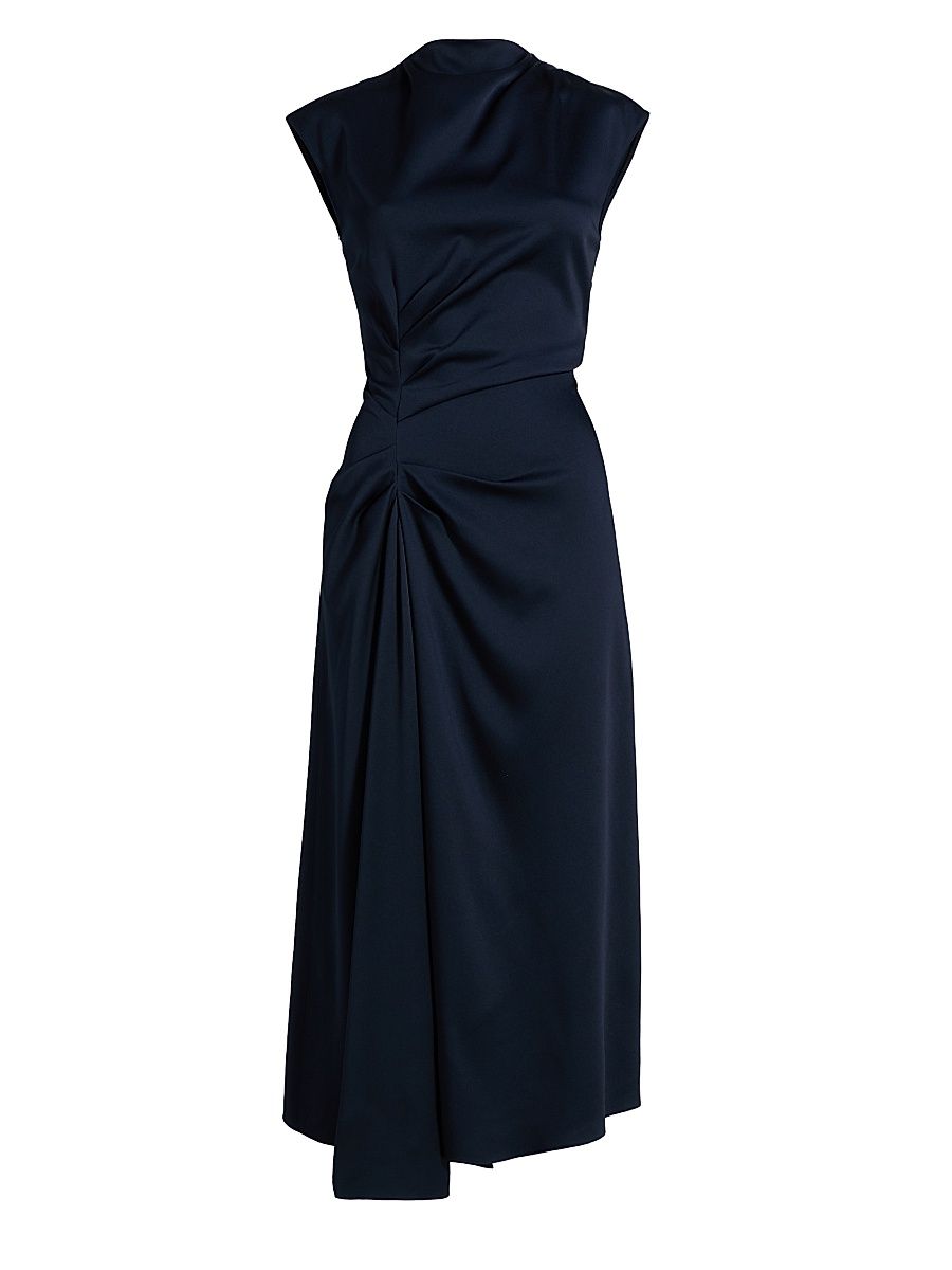 Women's Cowl Neck Cinch Midi-Dress - Midnight - Size 12