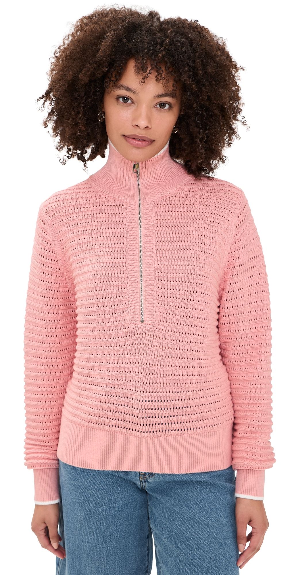 Varley Morwenna Half Zip Knit Pullover Mellow Rose XS