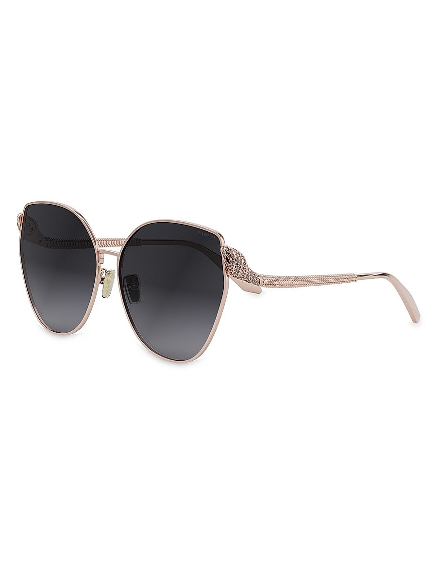 Women's Serpenti 63MM Butterfly Sunglasses - Rose Gold Grey Gradient