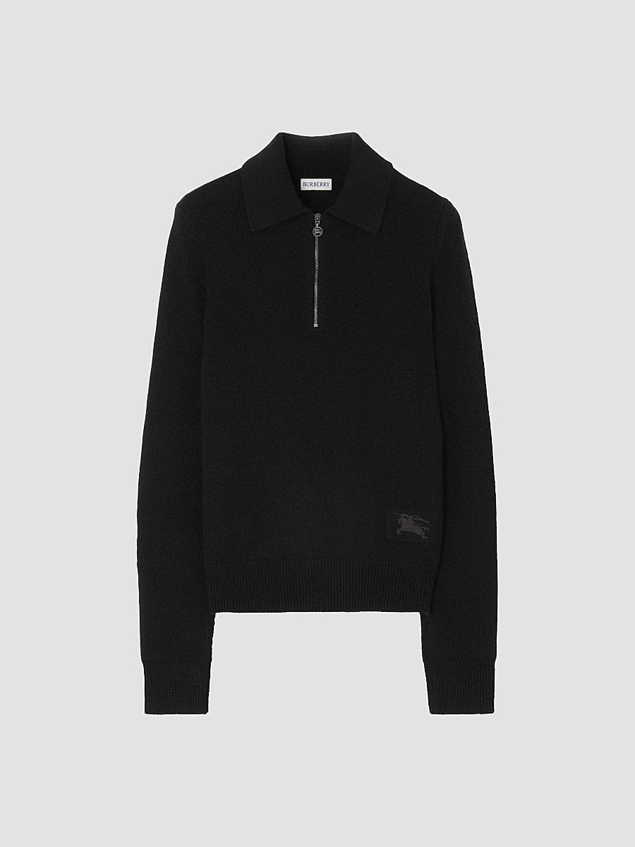 Burberry Women's Cait Cashmere Quarter-Zip Sweater - Black - Size Large