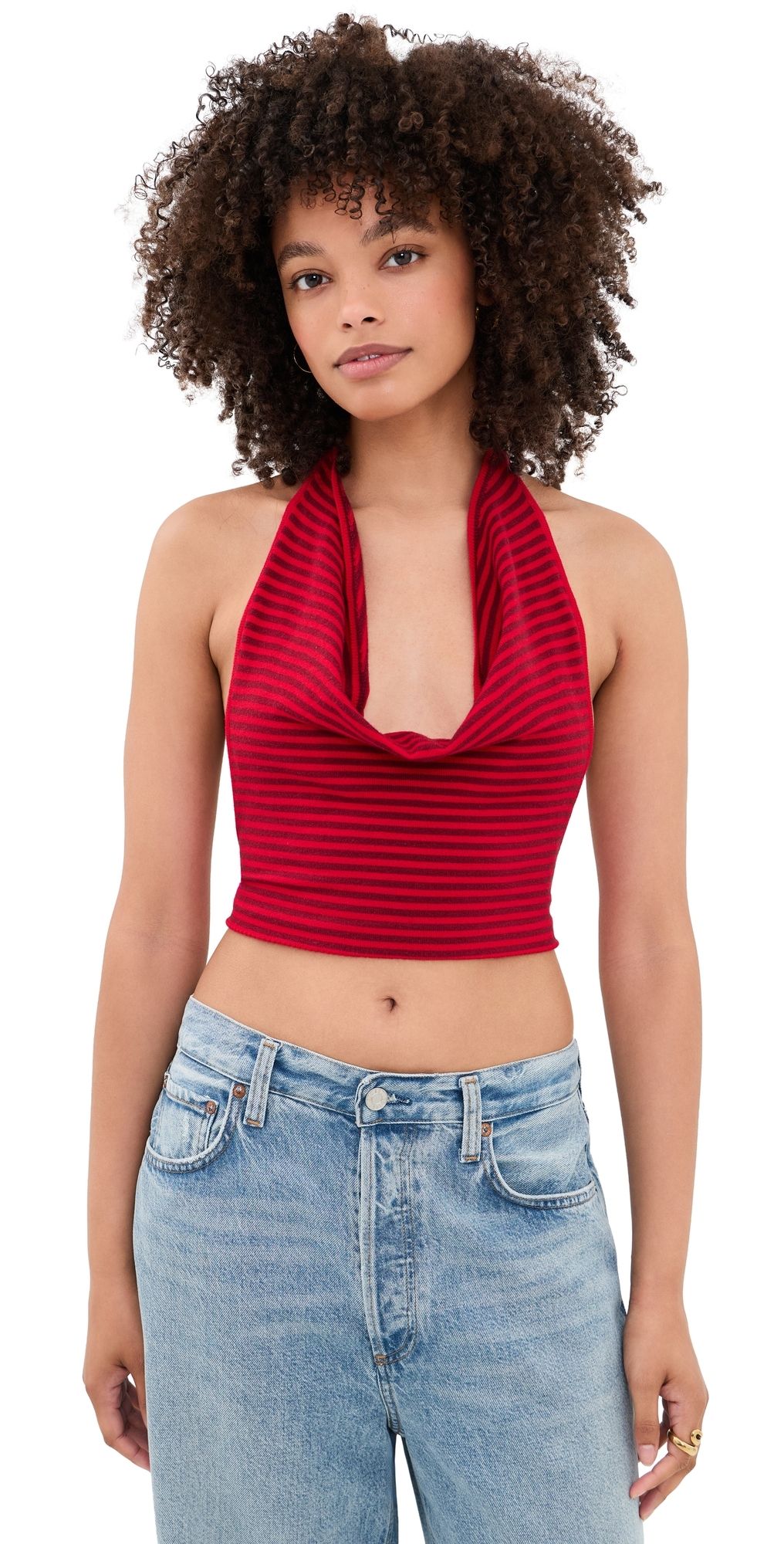 Frankies Bikinis Briar Cloud Knit Halter Top Spring Stripe S
