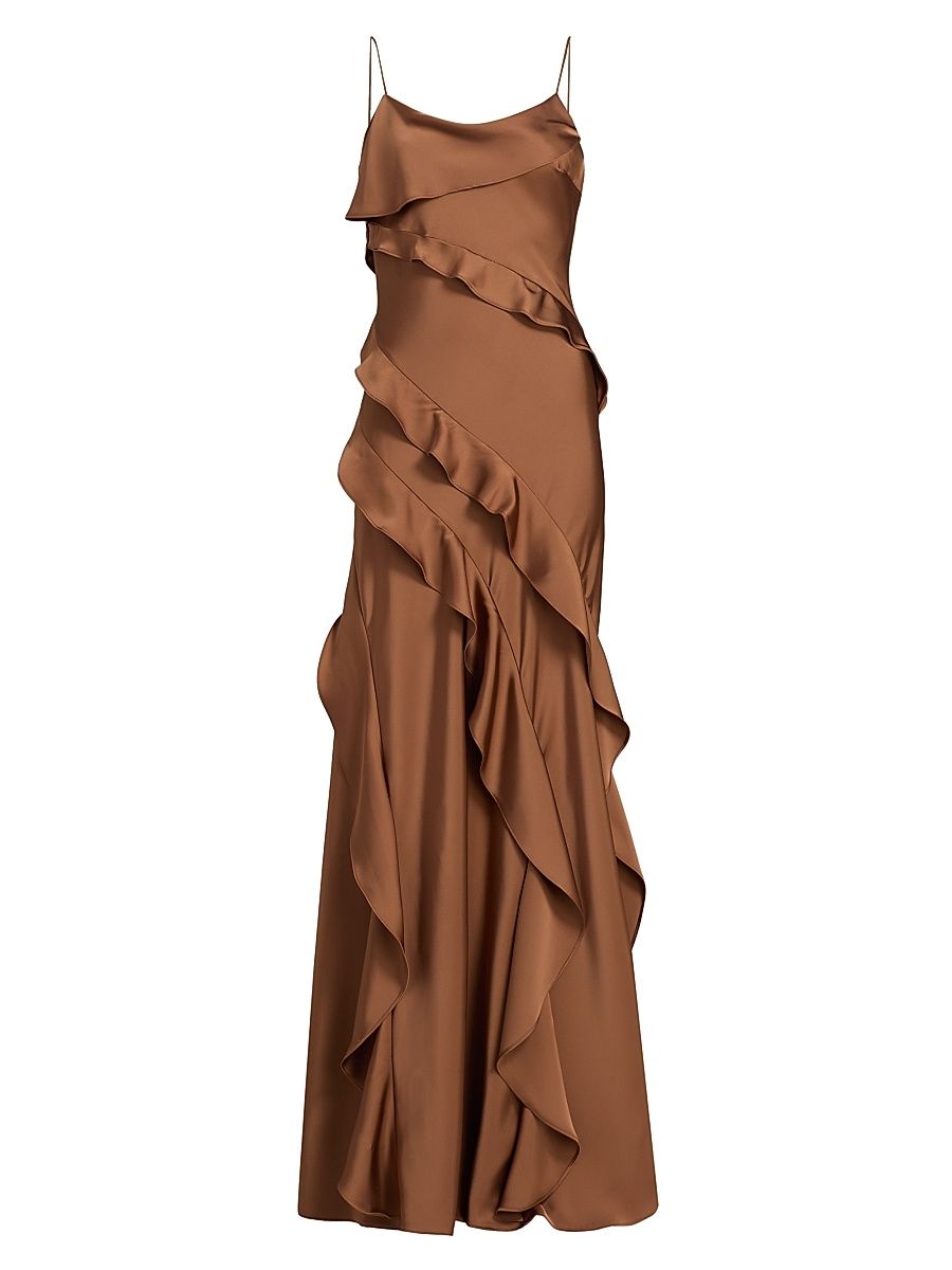 Women's Ellen Ruffle Slip Gown - Nutmeg - Size 14