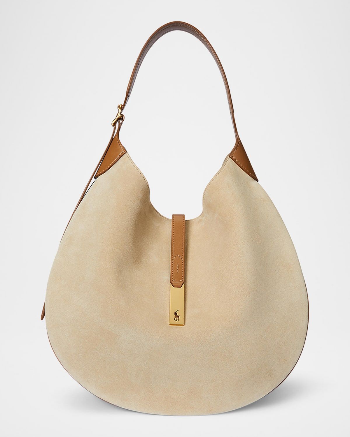 Polo ID Medium Suede and Leather Shoulder Bag