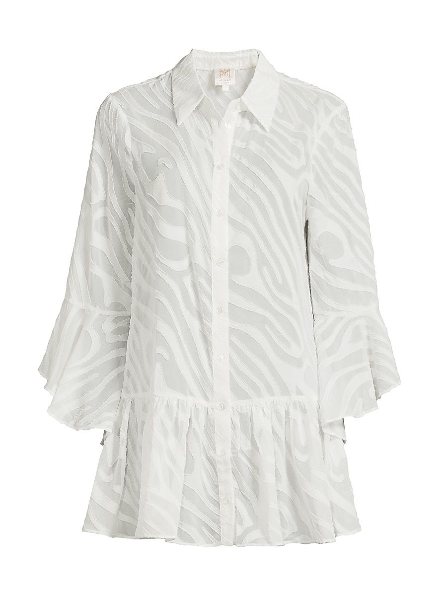 Women's Vierra Zebra Burnout Cover-Up Minidress - White - Size XS