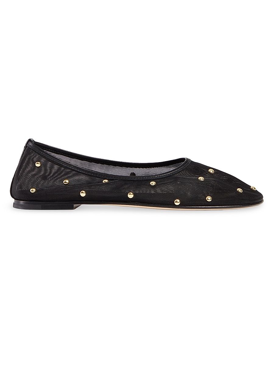 Women's Balla Studded Mesh Ballet Flats - Black - Size 12