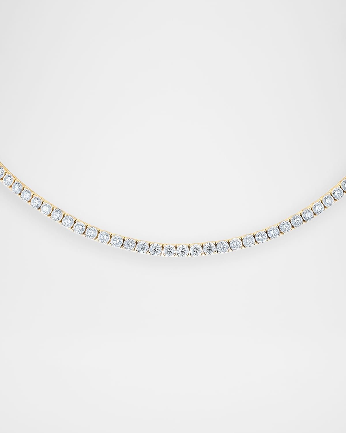 18K Yellow Gold 4 Prong Straight Line Diamond Necklace, 22.4tcw, 17"L