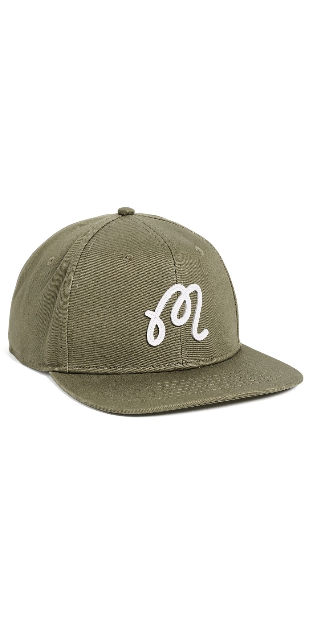 Malbon M Script Snapback Hat Military Green One Size