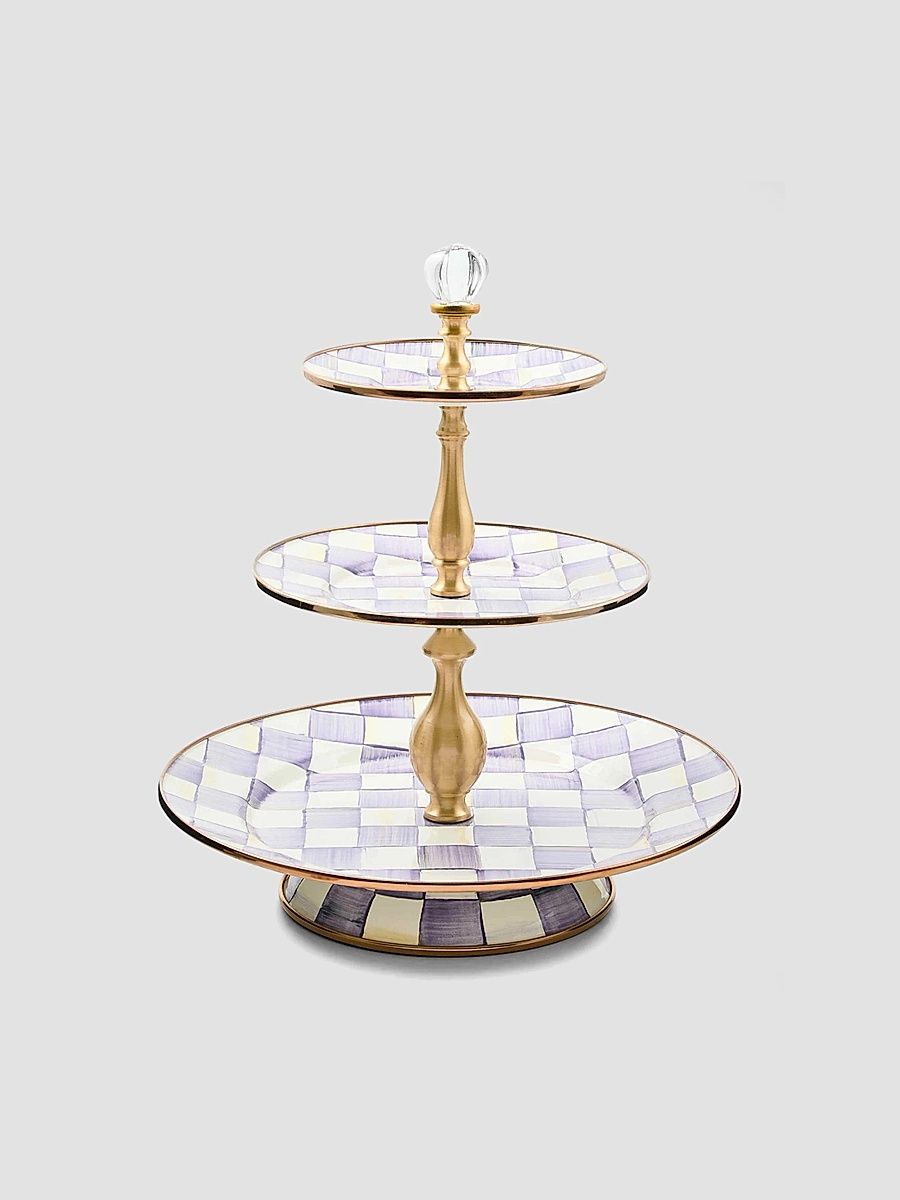 Violet Check 3-Tier Sweet Stand