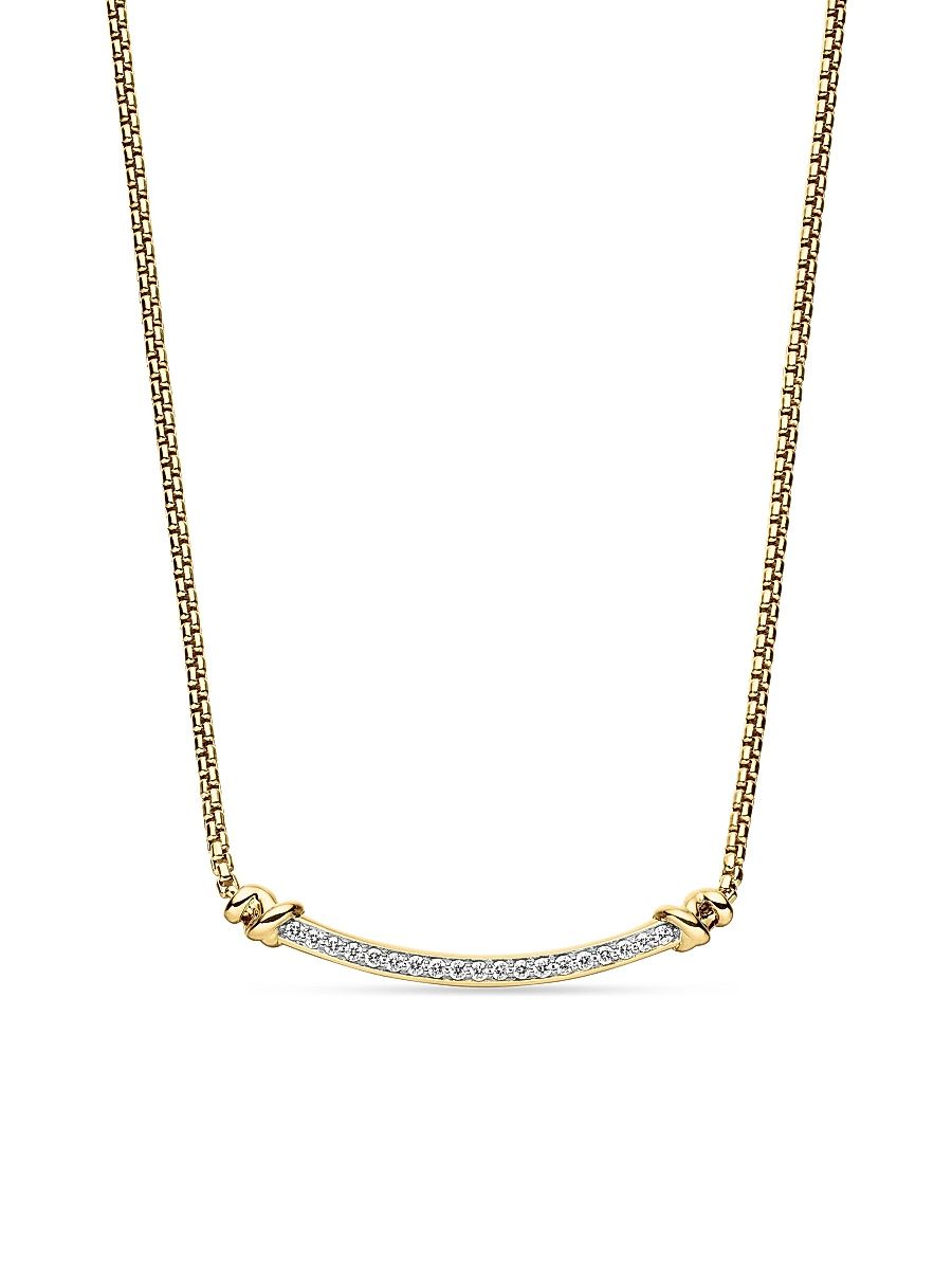 Women's Petite Helena Wrap Station Necklace in 18K Yellow Gold with Diamonds, 29mm - Diamond - Size 17