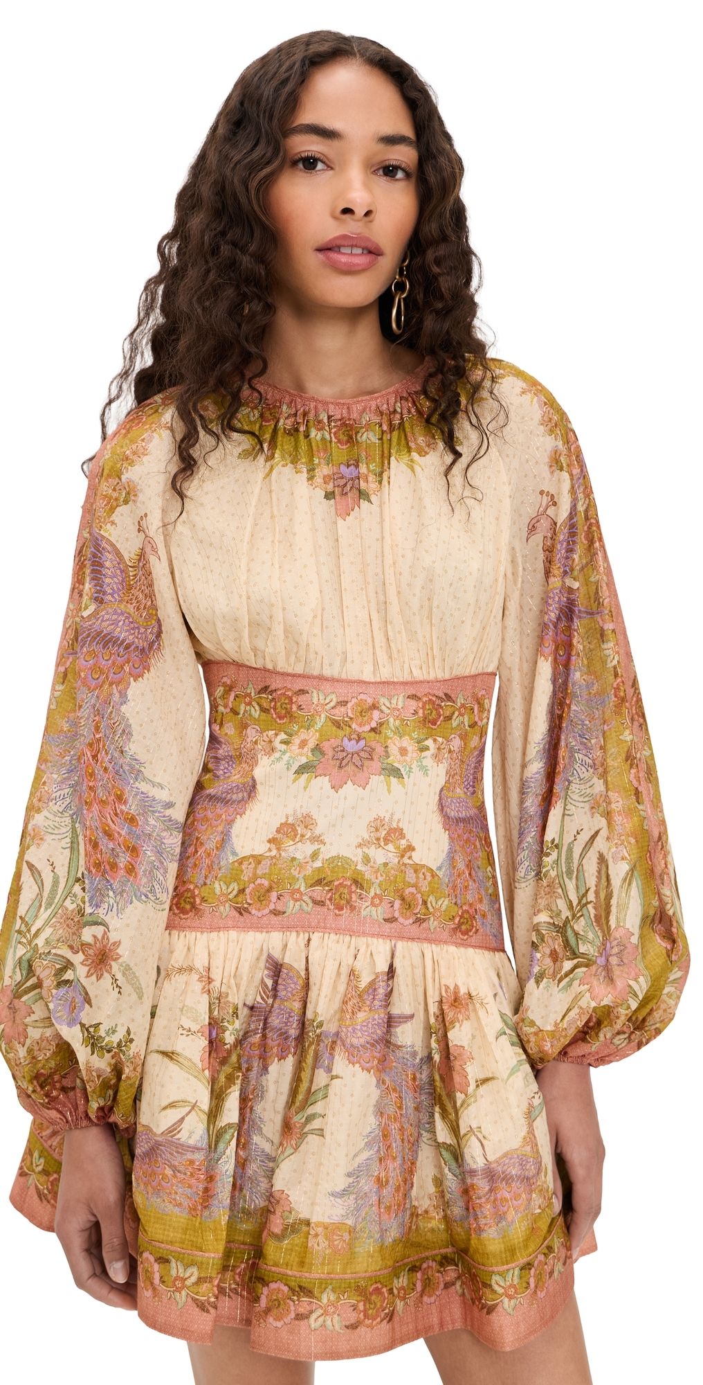 Zimmermann Indra Mini Dress Chartreuse Scarf Floral 0P