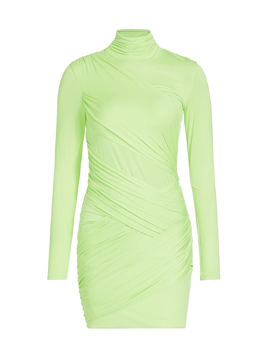 Women's Kores Draped Turtleneck Minidress - Shadow Lime - Size XXL