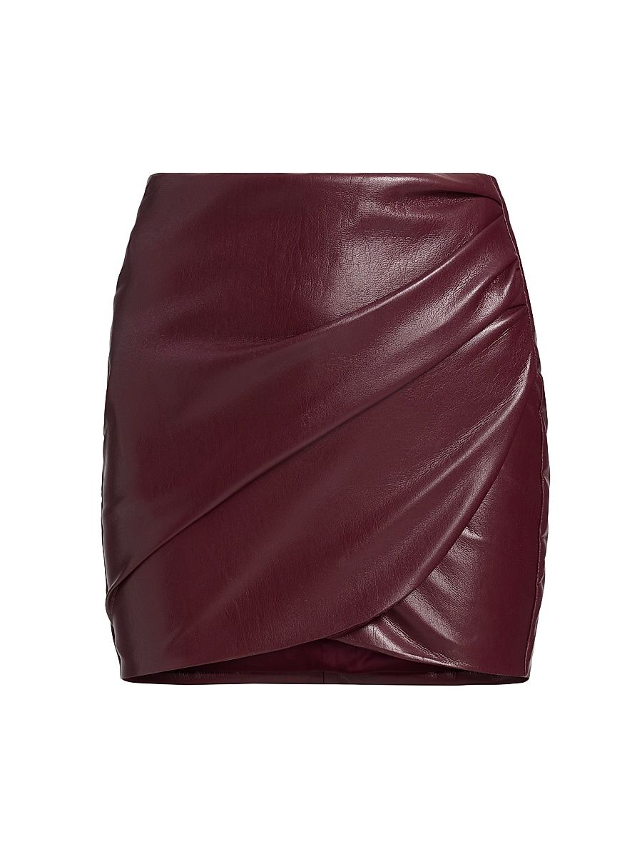 Women's Shyann Faux Leather Mini Wrap Skirt - Cabernet - Size 10