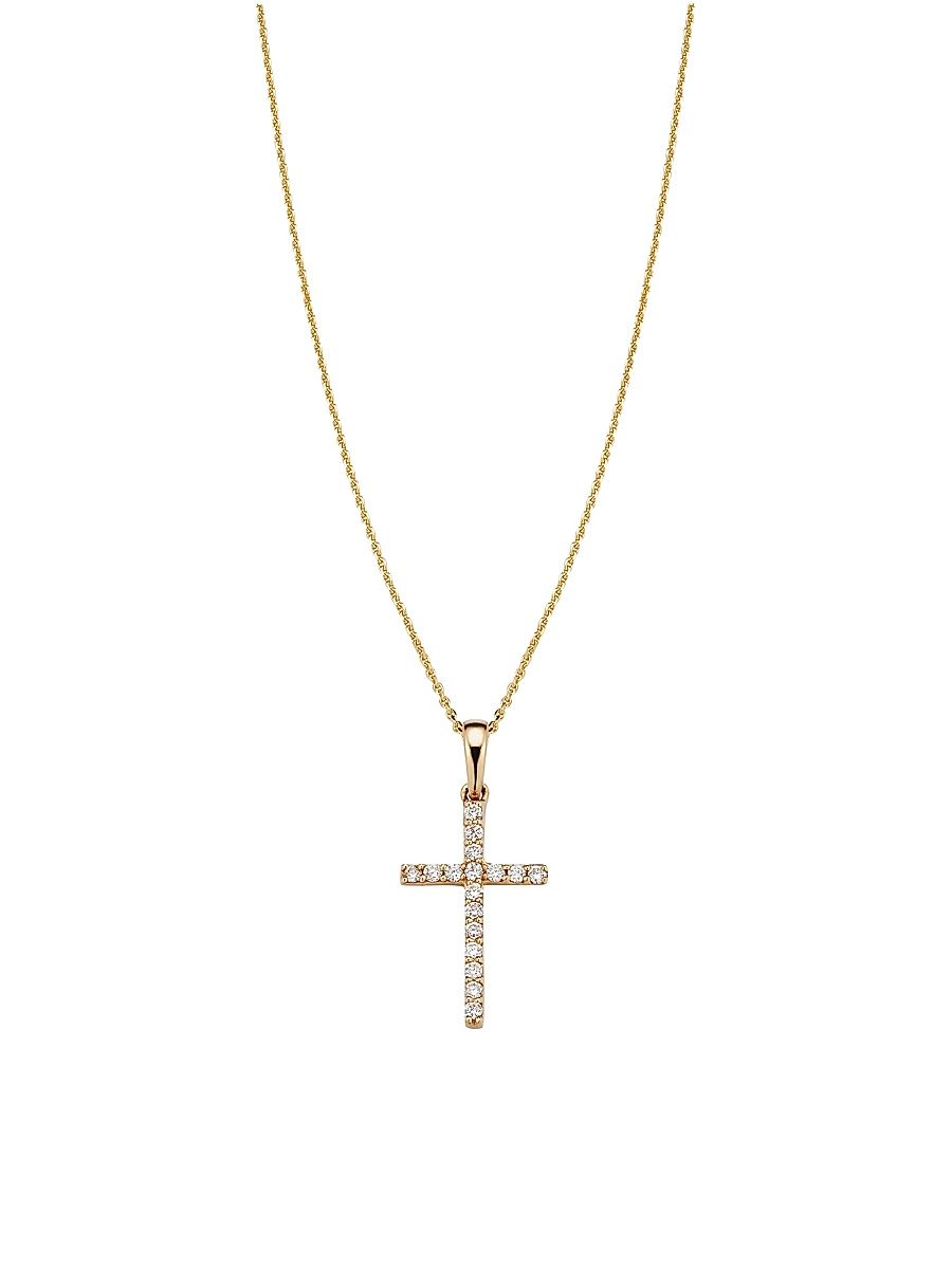 Women's 14K Yellow Gold Faith Diamond Cross Pendant Necklace - Yellow Gold