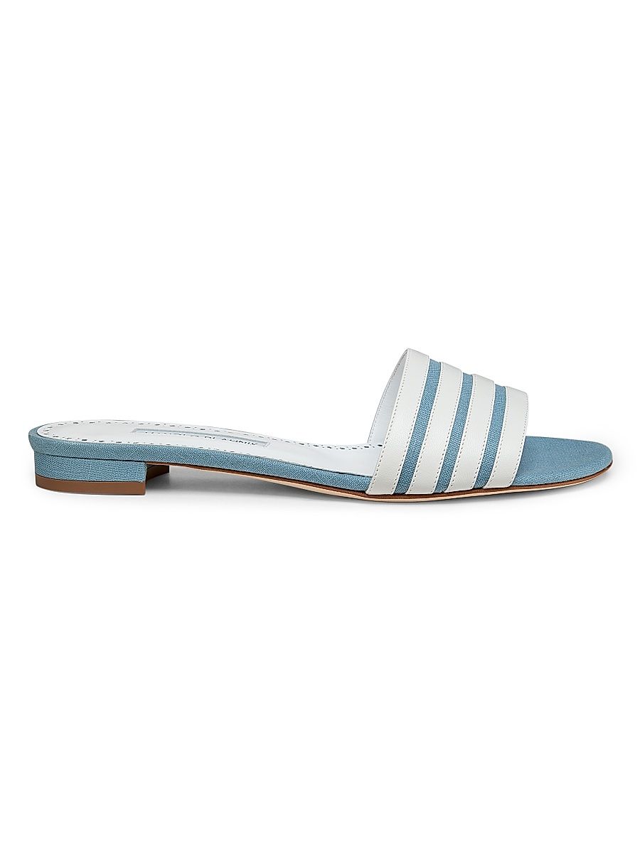 Women's Kenitra Striped Linen Sandals - Light Blue - Size 10