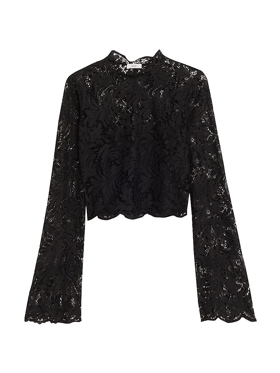 Women's Margot Botanical Lace Top - Black - Size 12