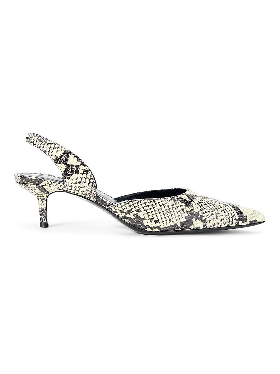 Women's Sebastian Snake-Embossed Leather Slingback Pumps - White Snake - Size 10