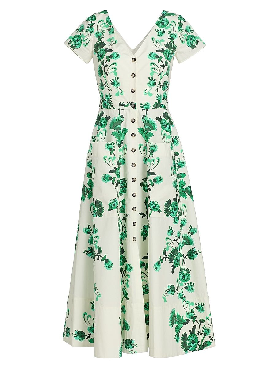 Women's Zoey Floral Button-Front Midi-Dress - Saffier Vines - Size 8