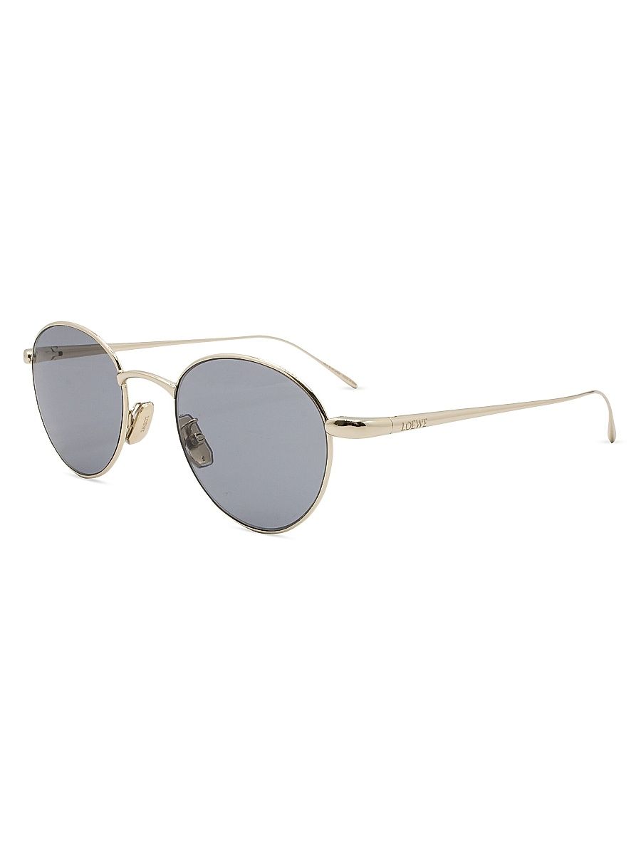 Men's Slim 49MM Round Sunglasses - Smoke Gold