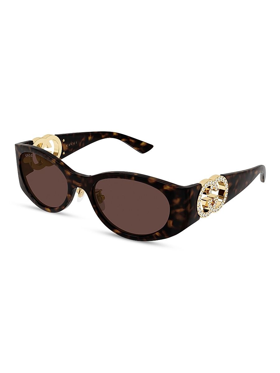 Women's Hailey 55MM Logo Embellished Oval Sunglasses - Brown