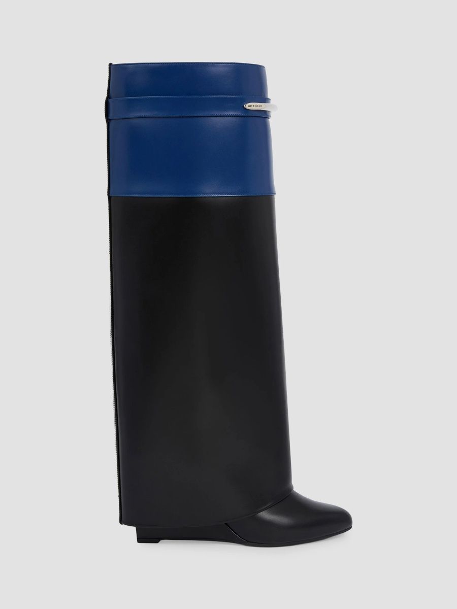 Givenchy Women's Shark Pinch Bicolor Boots in Leather - Black Blue - Size 12