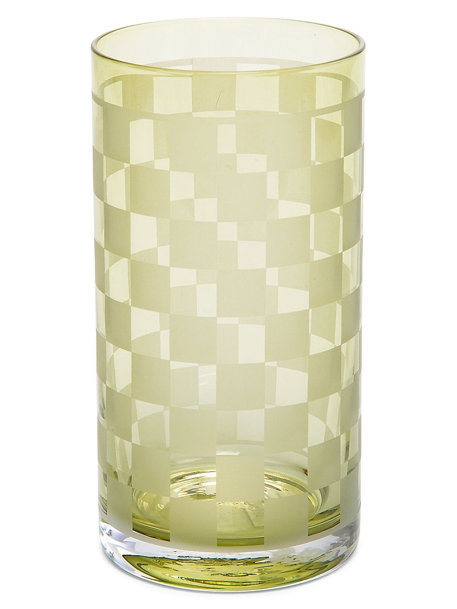 Dashing 4-Piece Checked Glass Set - Green - Size Highball