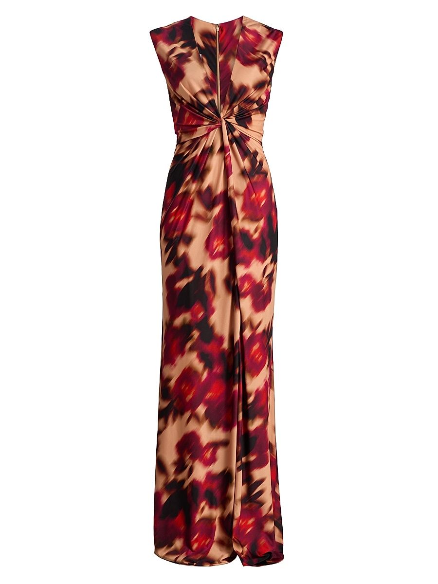 Women's Printed Twist Maxi Dress - Magenta Multi - Size 16