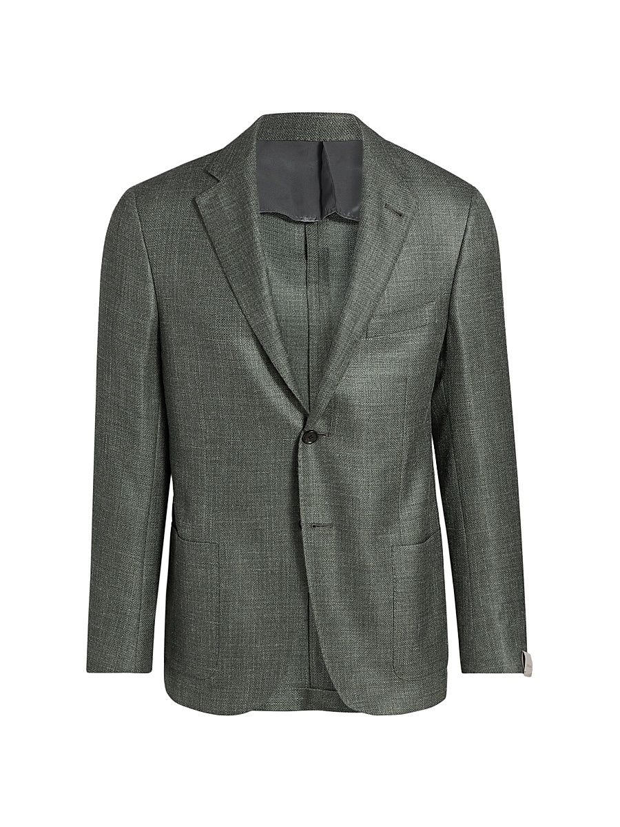 Men's Textured Wool-Linen Sport Coat - Sage Texture - Size 44