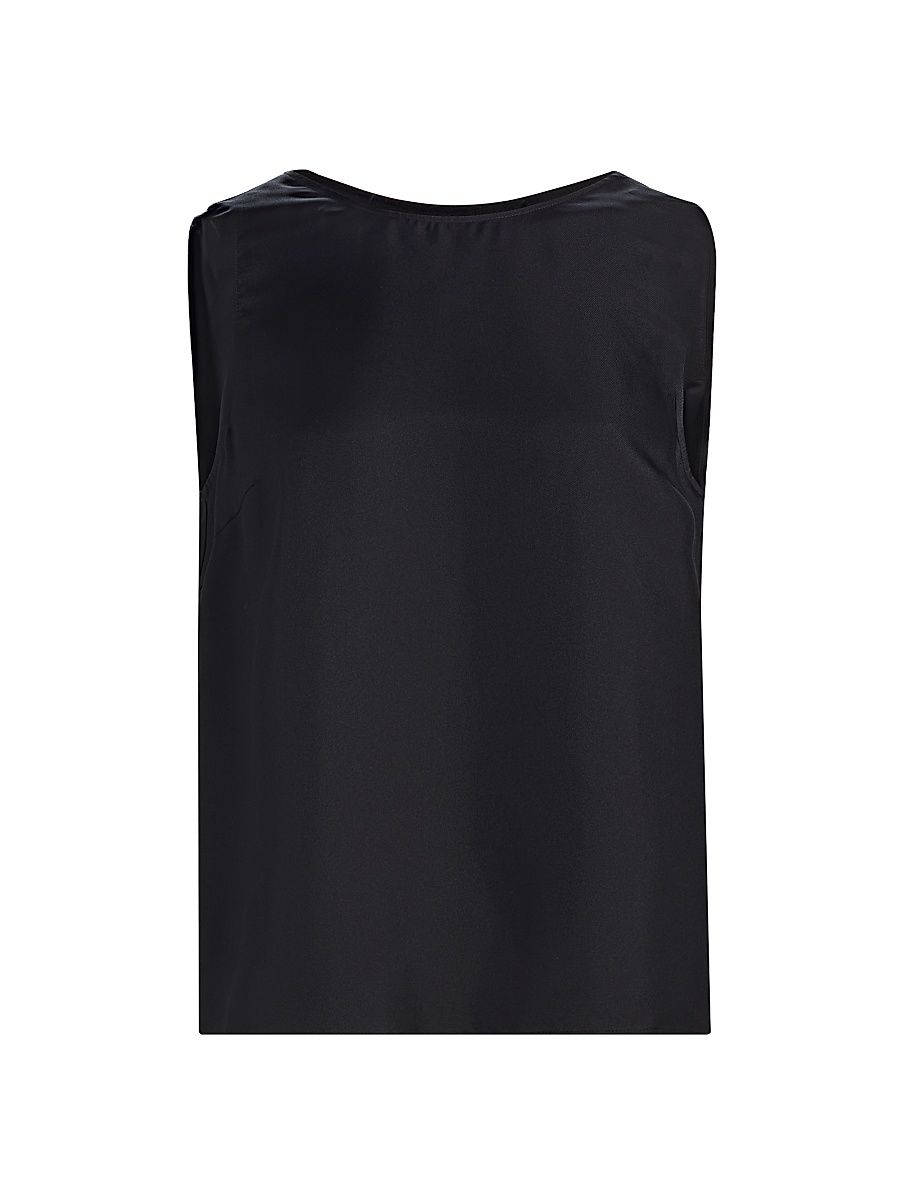 Women's Gema Draped Silk Open-Back Top - Black - Size Medium