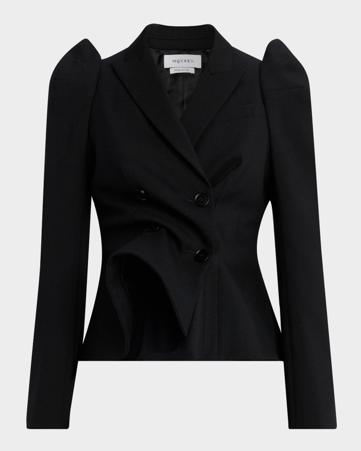 Structured Stretch Wool Double-Breasted Blazer Jacket