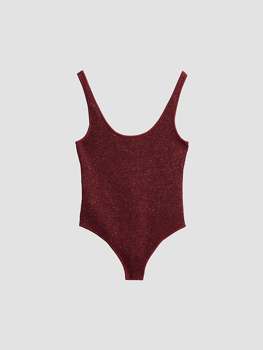 Women's Sheila Scoop Neck Bodysuit - Oxblood - Size XL