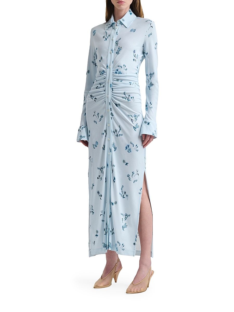 Women's Claudia Gathered Floral Shirtdress - Danube Shibori - Size 14