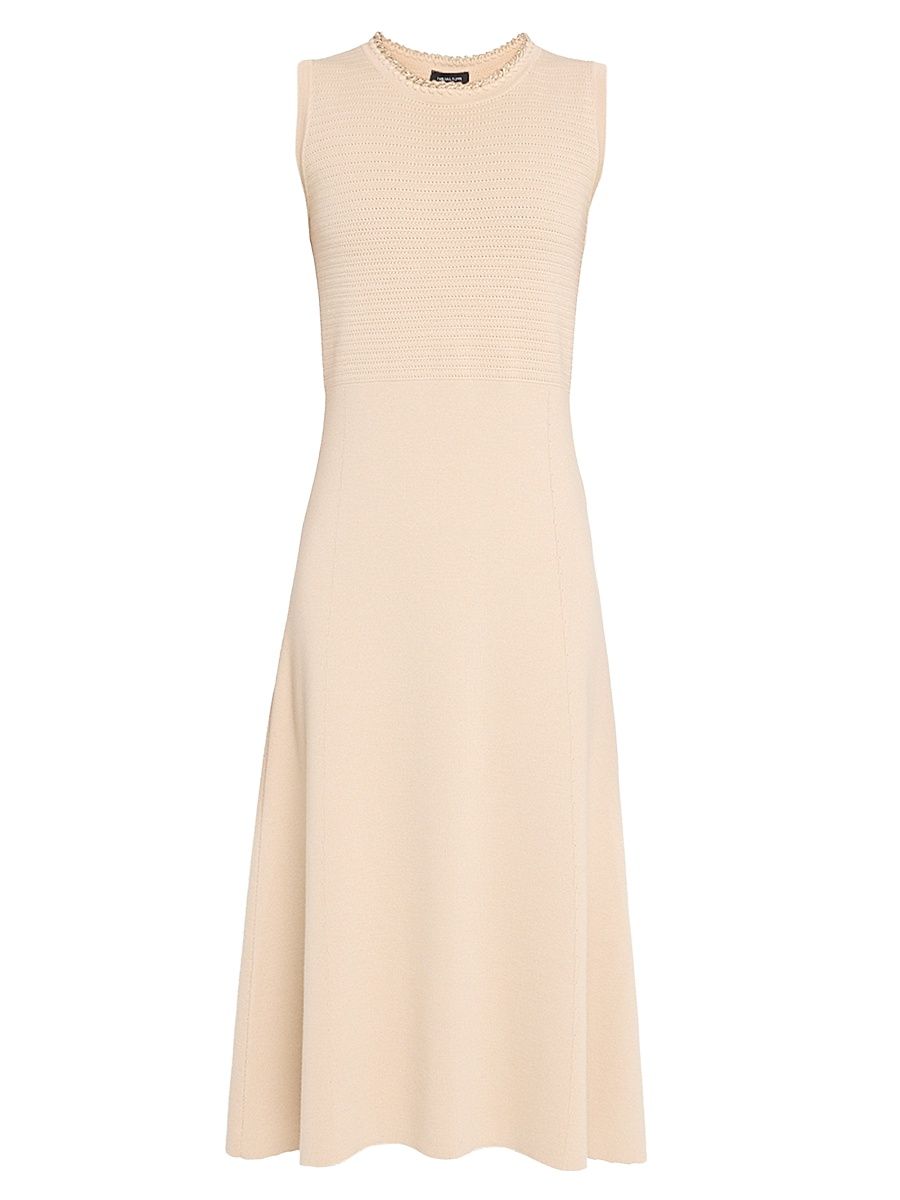 Women's Compact Wool-Cotton Knit Midi-Dress - Acero - Size 12