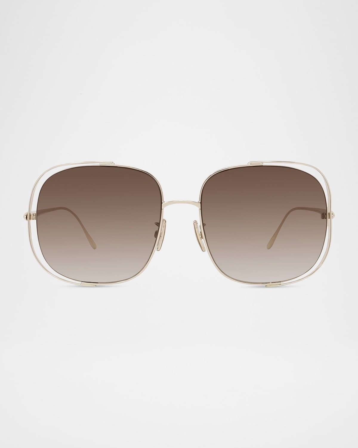 Metal Logo-Print Rectangle Sunglasses
