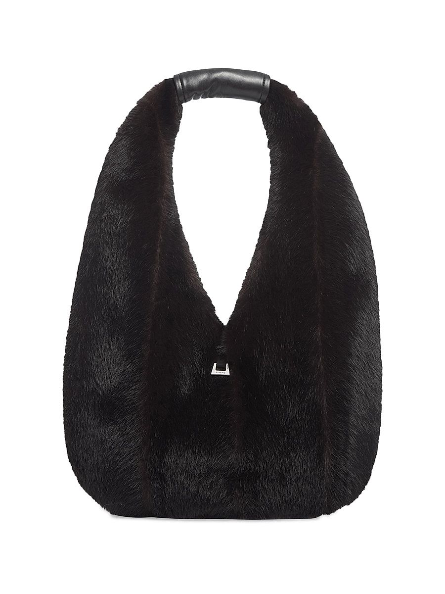 Women's Colette Shaved Fuax Mink Shoulder Bag - Noir