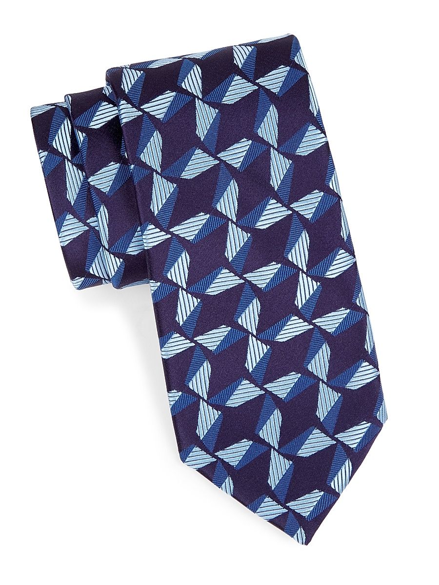 Men's Windmill Silk Tie - Navy Blue