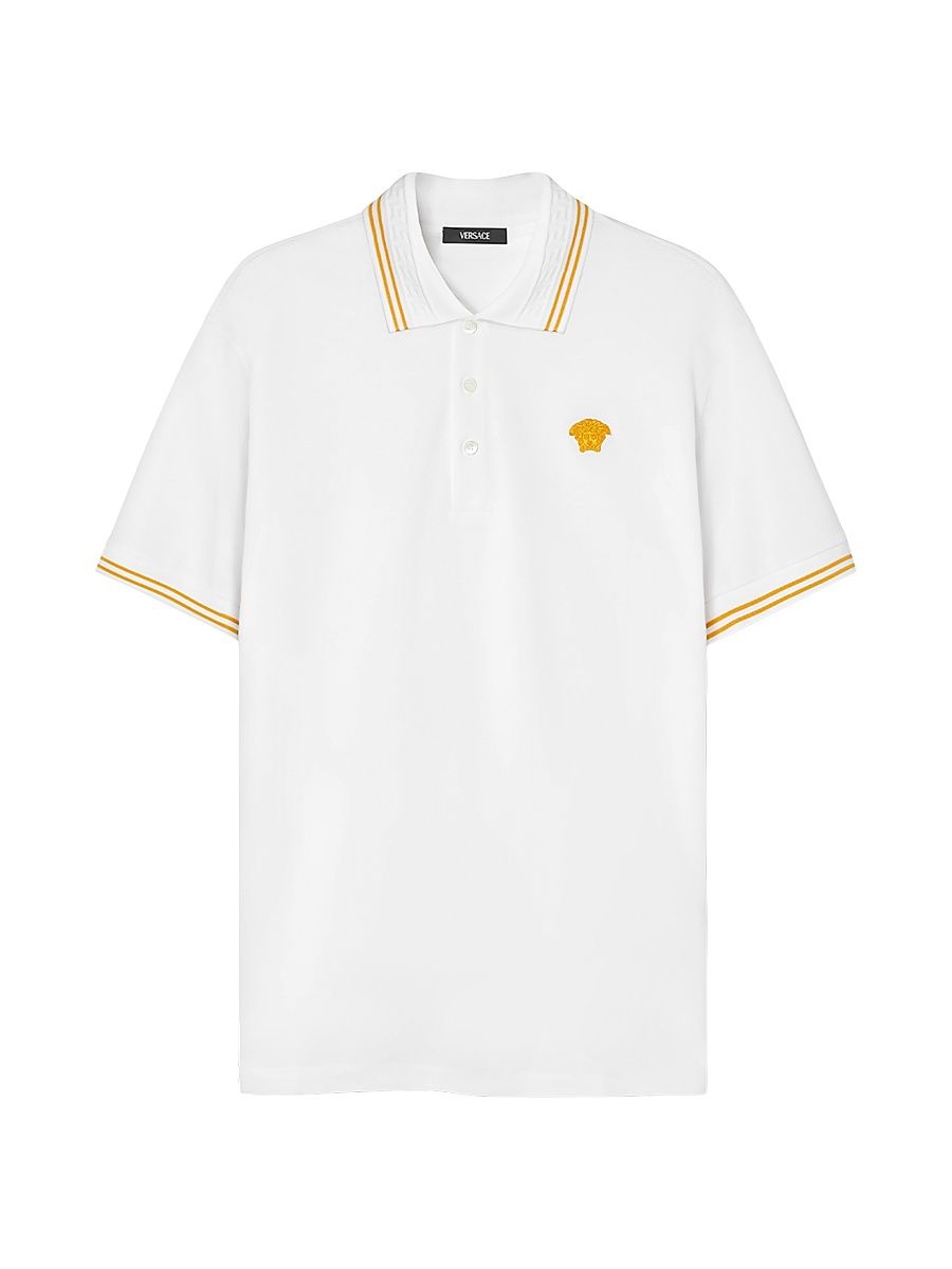 Men's Medusa Pop Piqué Polo - Optical White - Size XL
