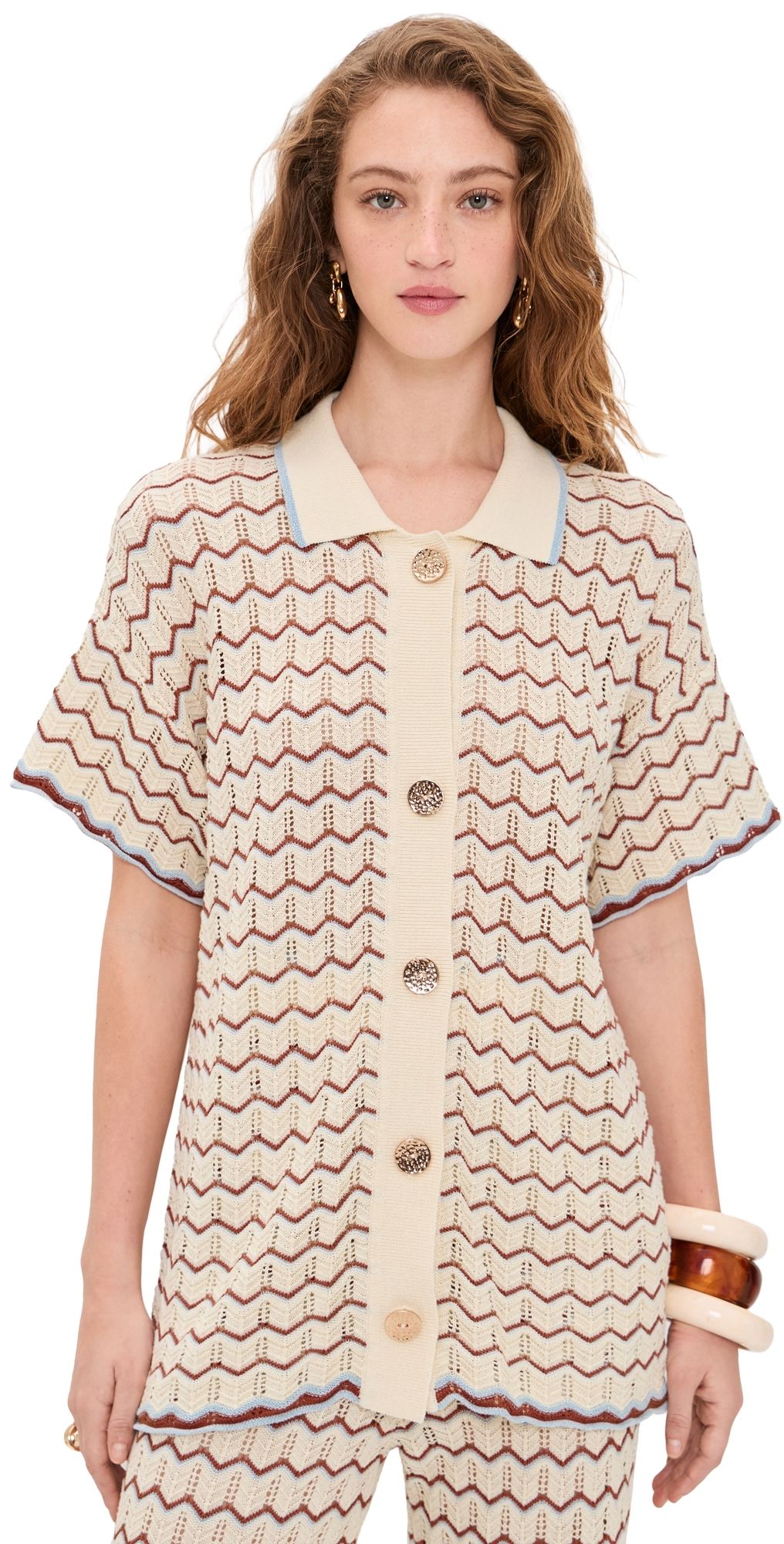 Cara Cara Hayes Shirt Zigzag Ivory Multi XXL