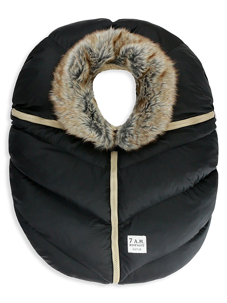 Baby's Faux Fur Car Seat Cocoon - Black - Size Newborn