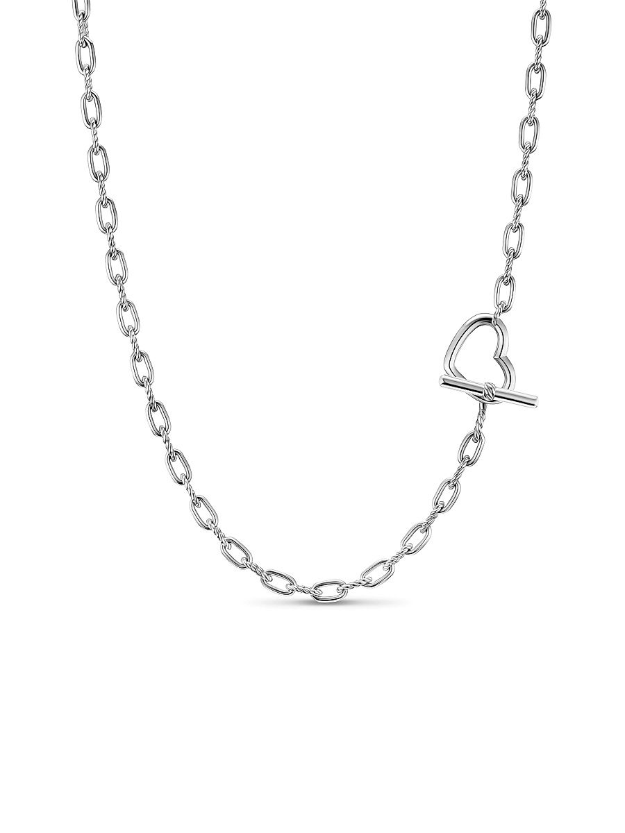 Women's DY Madison Heart Toggle Chain Necklace in Sterling Silver, 3MM - Silver - Size 18