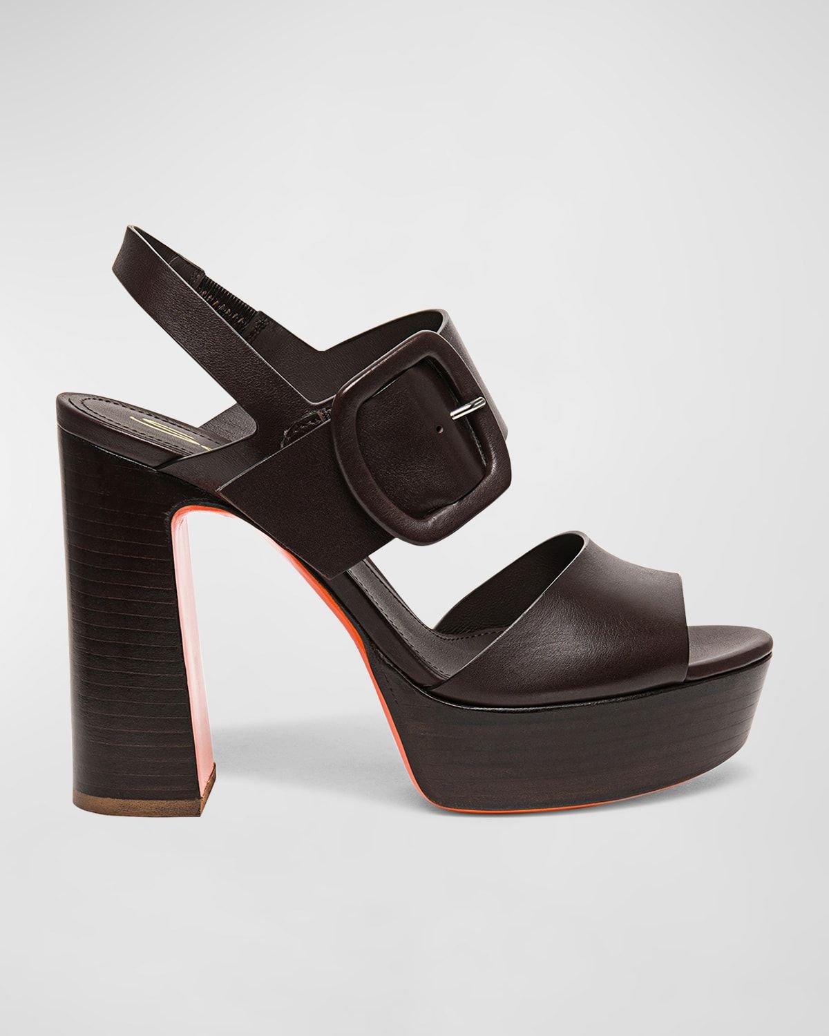 Bruxel Leather Buckle Platform Sandals