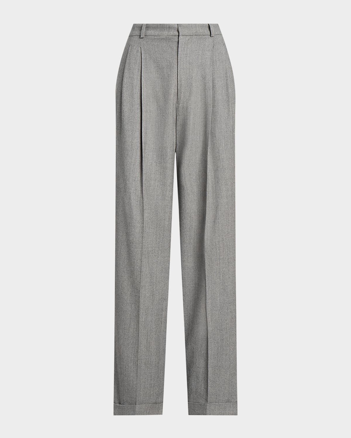 Straight-Leg Wool-Blend Flannel Pants